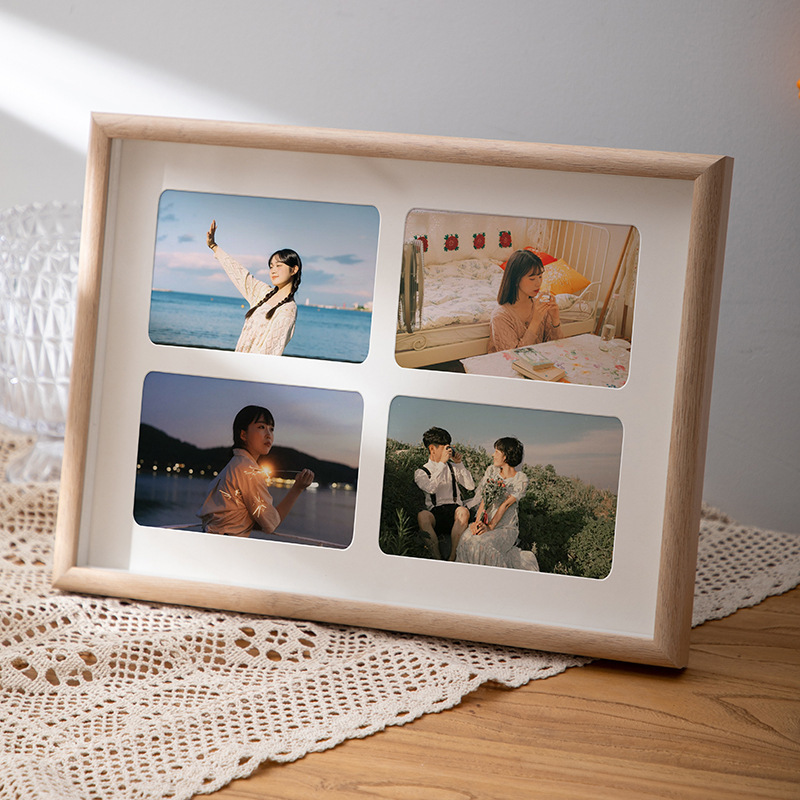 クリエイティブな組み合わせフォトフレームテーブル 234 リンク中空カップル 6inch フォトフレームカスタム木製フォトフレーム 3 または 4 リンクフォトアルバムフレーム|undefined