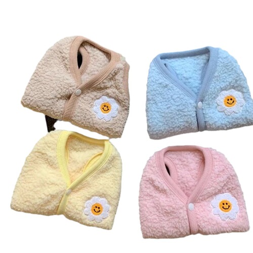 Autumn and winter dog cute macaron color sunflower vest fleece cat feet warm pet milk dog clothes