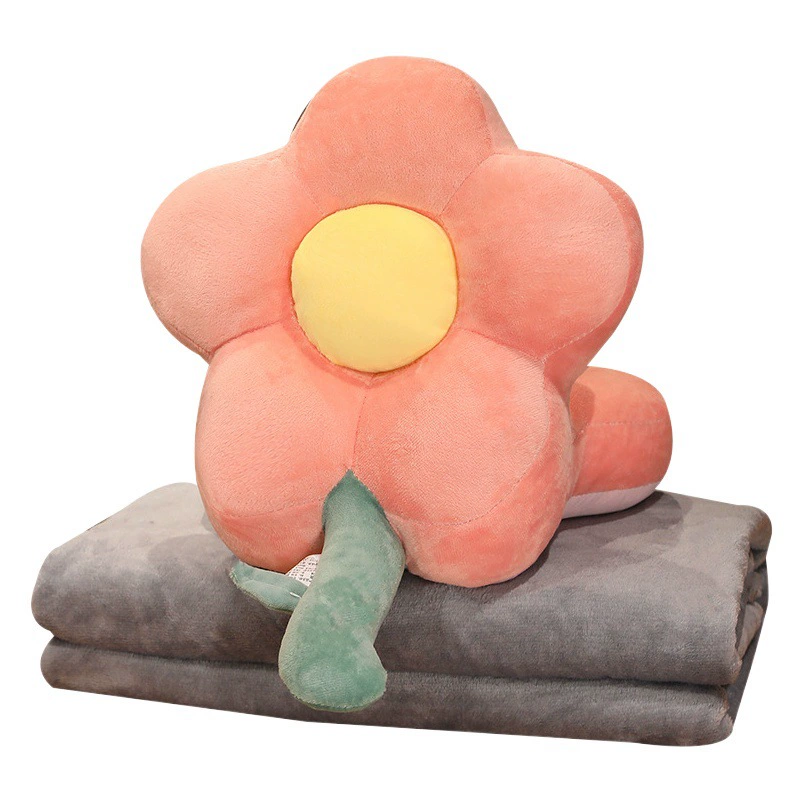 Цветы Ice Silk ворс Подушка Одеяло 2-в-1 подушка для сна ученики начальной школы сидят на парте