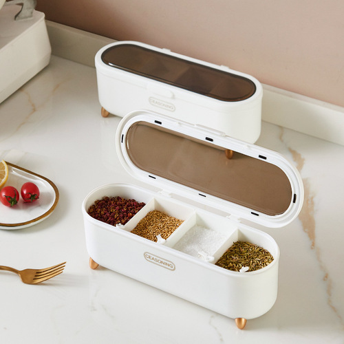 Bolan seasoning box set home kitchen compartment storage box large-capacity seasoning bottle salt MSG seasoning jar