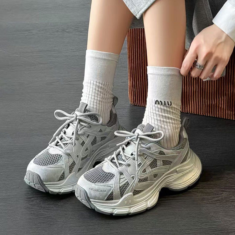 真皮厚底老爹鞋女2025秋季新款增高透气百搭轻便休闲跑步运动鞋潮|undefined