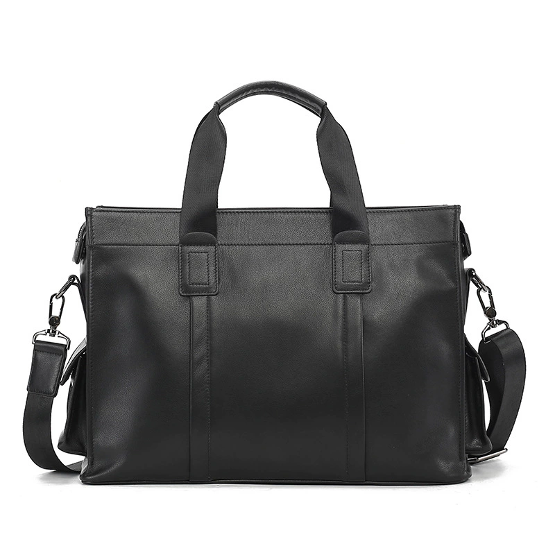 Leather handheld bag for leisure, cowhide, genuine leather
