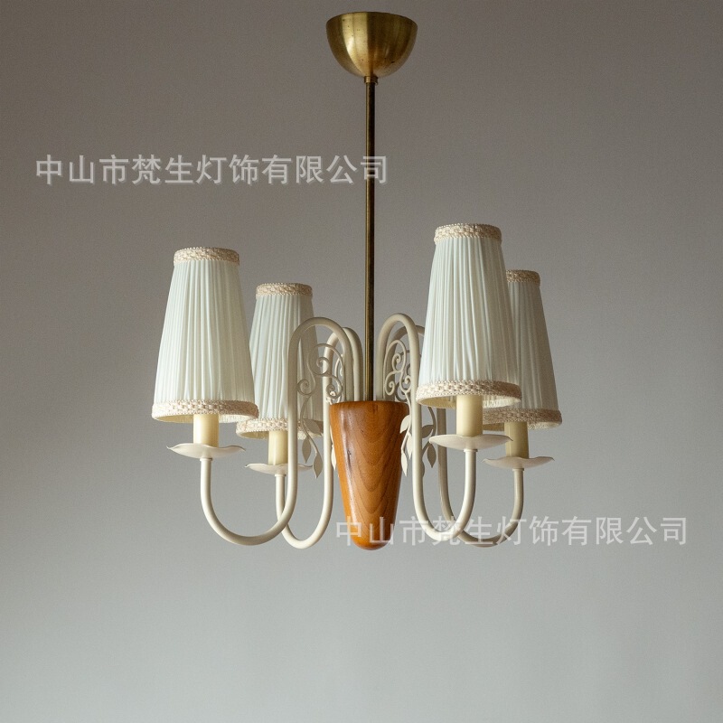 1940S Swedish Mid-Century Modern Style Chandelier French Mid-Century Style Walnut Color Living Room Dining Room Bedroom Lamp