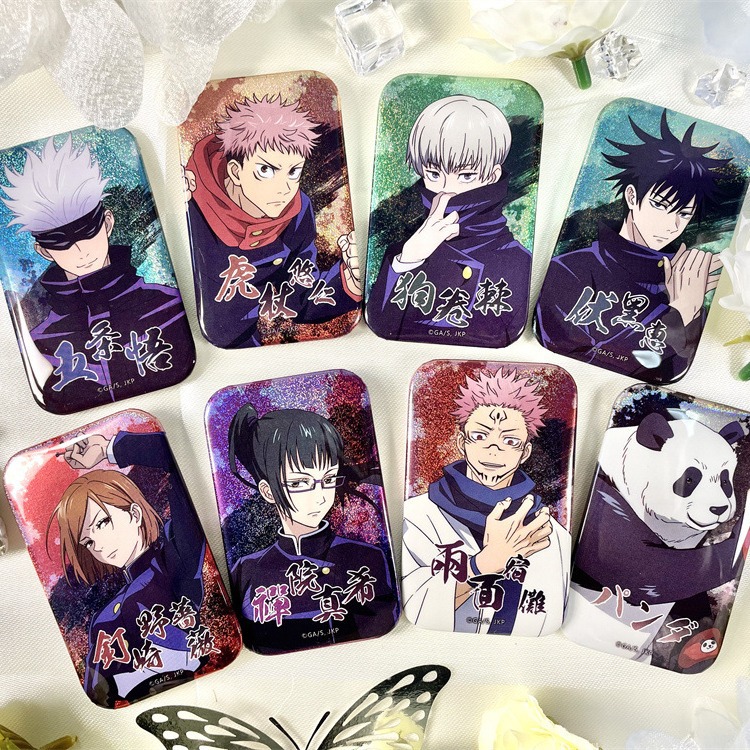 Starry Night Official Jujutsu Kaisen Square Double Flash Badge, Gojo Satoru 5T5 Collaboration Badge