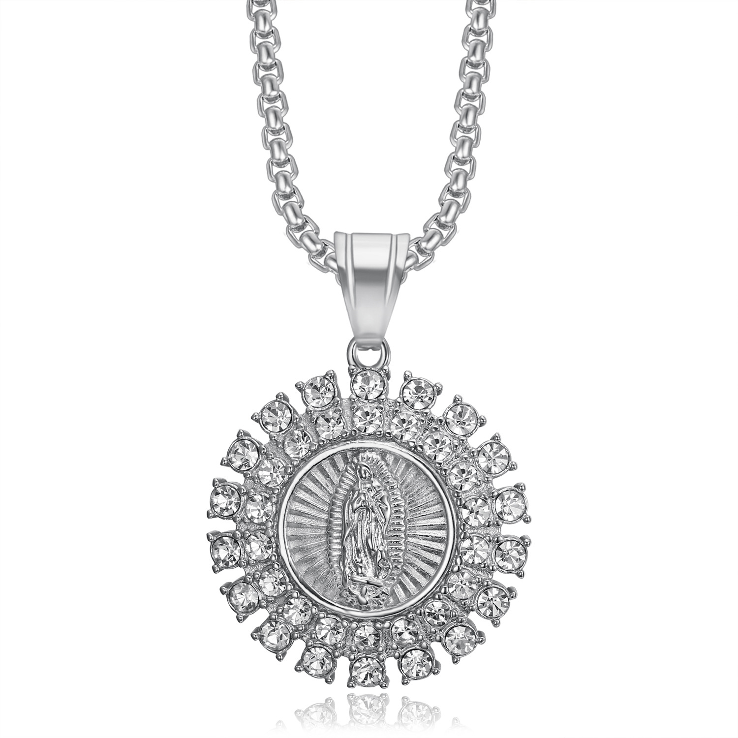 Titanium Steel Chain Material 1 Piece Quantity Hip-Hop Human Titanium Steel Plating Rhinestones 18K Gold Plated Men's