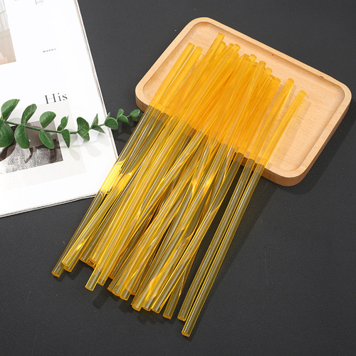 Bulk Golden Yellow High-Transparent Hot Melt Glue Sticks 7mm Decorative Metal High-Stick Hot Plastic Resin Adhesive