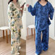 2025 New Cotton Silk Home Clothes Round Neck suit Long Sleeve Trousers plus size Retro Loose Spring and Summer Thin Cotton Pajamas
