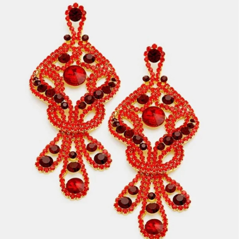 Fashion Geometric Rhinestone Drop Earrings Irregular Crystal Earrings 1 Pair