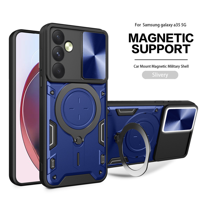 Samsung A56 ホームプッシュウィンドウ携帯電話ケース、フラッシュ A36 回転スタンド、車用磁気落下防止保護カバーに適しています。|undefined