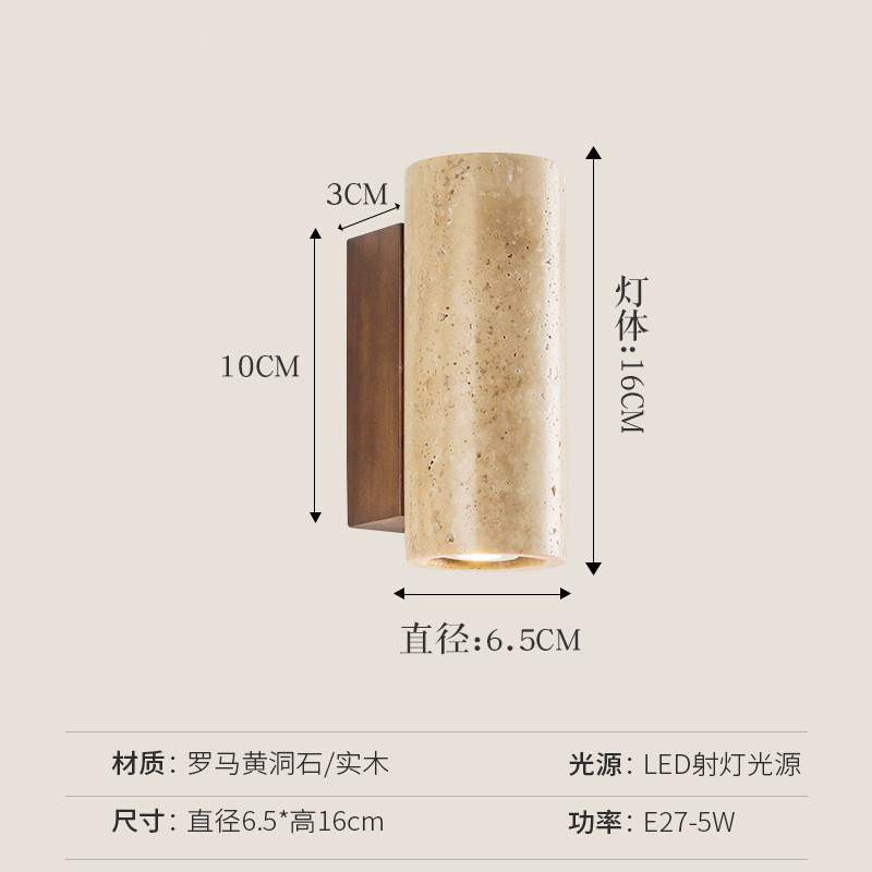 Lámpara de Pared LED de Piedra Amarilla, Estilo Wabi-Sabi Nórdico
