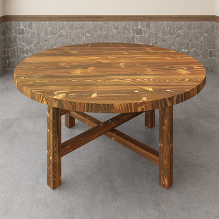 Solid Wood Round Table Thickened Chinese Fir 1.2 m Household Dining Wooden Table Panel 1.1 m Folding Dining Table Business