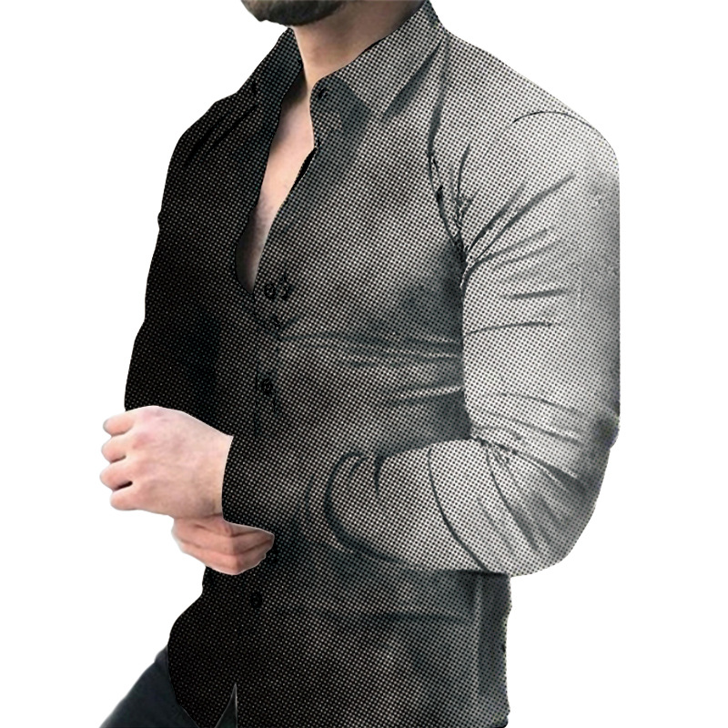 2023 comercio exterior amazon nuevos hombres de impresión digital casual de manga larga de solapa cardigan camisa delgada hombres