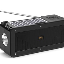 跨境新款便携式太阳能板充电LED手电筒FM无线蓝牙音箱