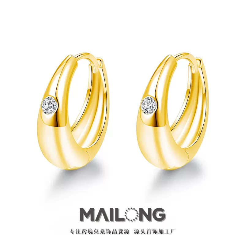 跨境热卖s925耳钉小众高级感耳环女个性百搭纯银耳饰ins简约配饰