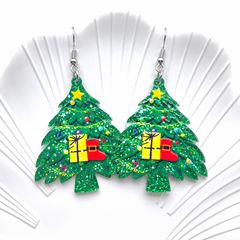 2025新型クリスマスイヤリングアクリル二重立体イヤリング欧米国境を越えたアマゾンの爆金イヤリング