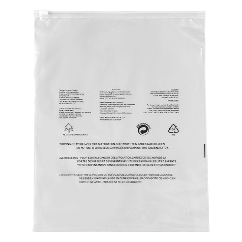 Advertencia Bolsa con cremallera Ropa Ropa Ropa interior Pantalones Bolsa de embalaje Bolsa esmerilada transparente Bolsa de subenvasado transfronterizo al por mayor