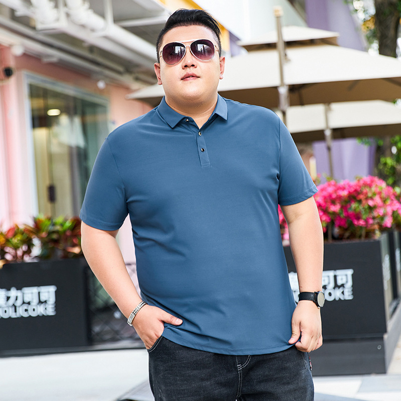 Verano hielo gordo hombre camiseta de manga corta para hombres ganancia de peso polo camiseta gordo tamaño grande suelto media manga grande