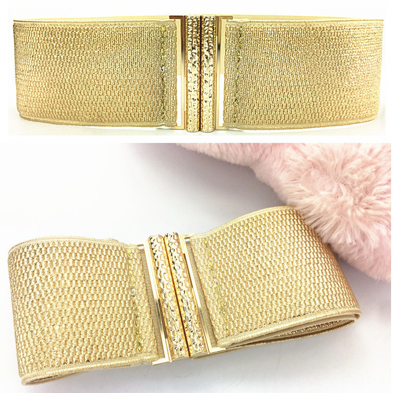 Gold Belt Women's Decorative Belt down Jacket Sweater with Skirt Belt Versatile Skirt Elastic Elastic Wide Girdle Gold Belt Women's Decorative Belt down Jacket Sweater with Skirt Belt Versatile Skirt Elastic Elastic Wide Girdle