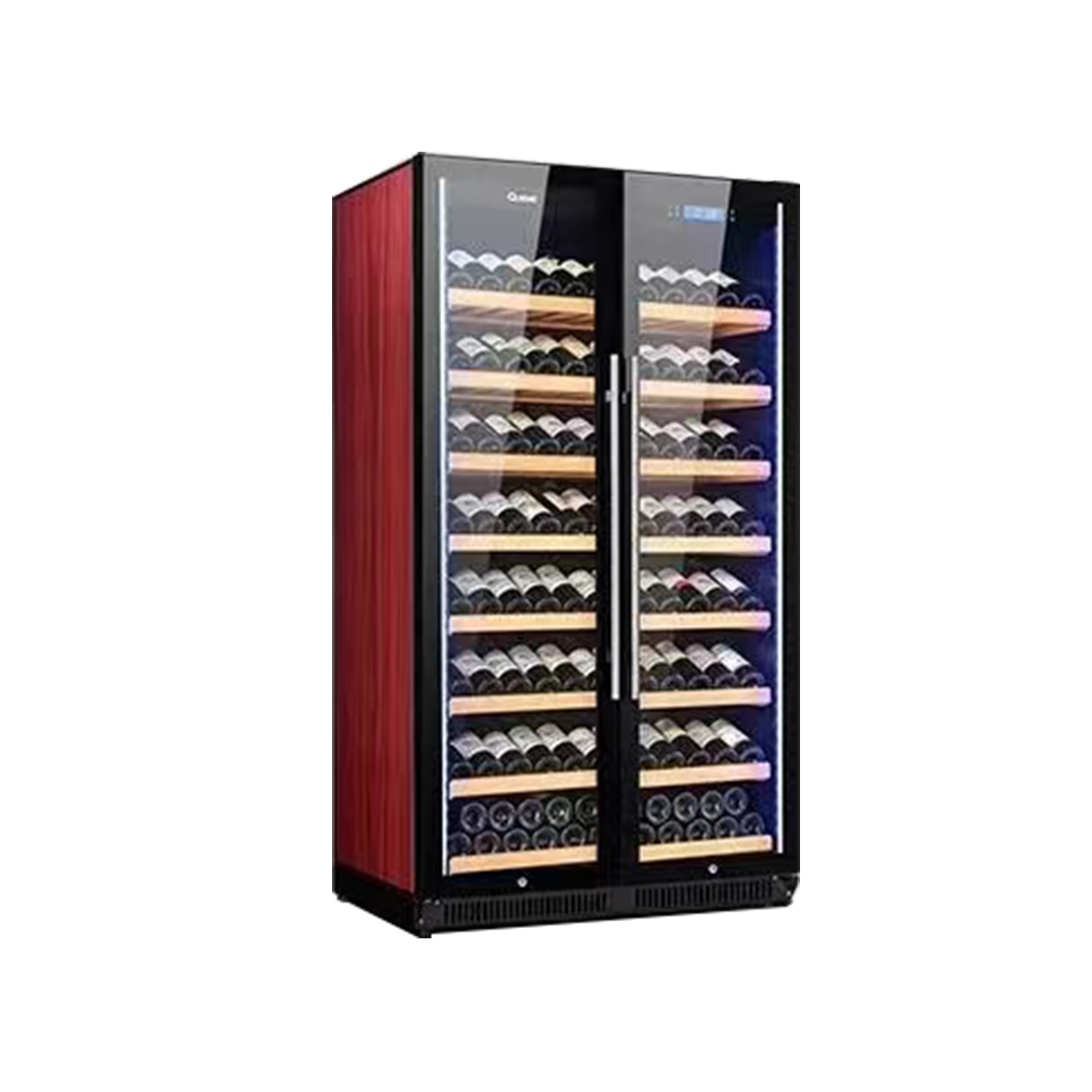 Pejer gabinete de vino de temperatura constante gabinete de exhibición de vino de doble puerta gabinete de vino refrigerado de bebidas de oficina comercial con cerradura