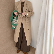 【商家主推】2025新人字纹西装领双面羊绒大衣双排扣正肩羊毛外套