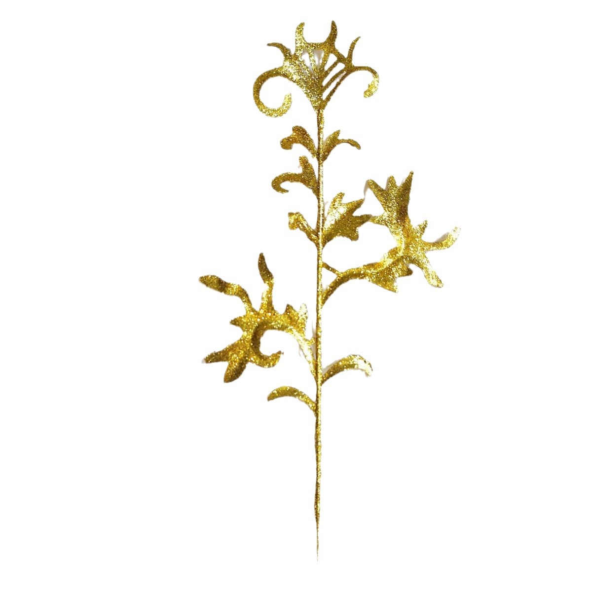 Nueva imitación de hojas de Navidad 32cm de polvo de oro de corno de ciervo decoración de plástico árbol de Navidad hojas de polvo de oro