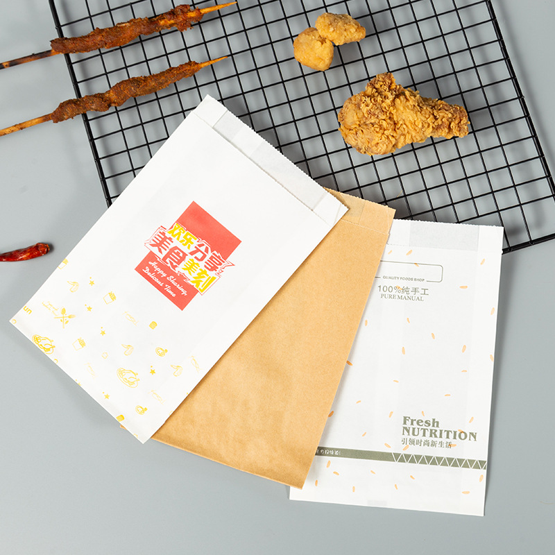 维豪防油一次性烘焙食品包装袋手提袋牛皮纸食品收纳打包尖底袋