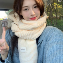 韩版百搭纯色毛线围巾女秋冬季2025新款学生加厚保暖针织情侣围脖