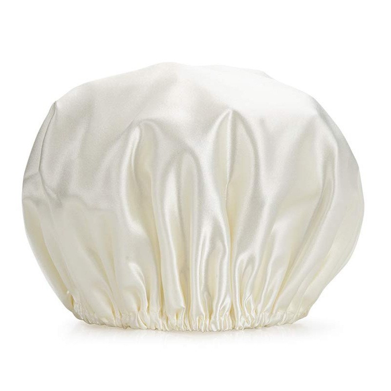 Gorro de noche de doble capa de Amazon, gorro de satén, gorro de ducha, gorro para el cabello para mujer, gorro redondo de seda de morera para el cuidado del cabello, gorro para el cuidado del cabello, mascarilla para el cabello para el hogar