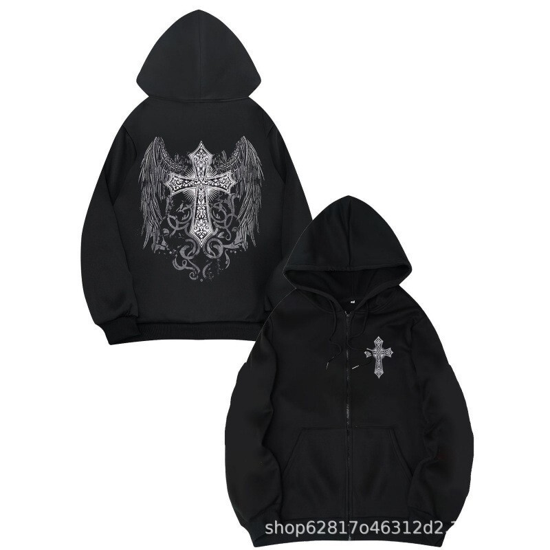 Cross-border foreign trade zip-up hoodie sweatshirt with print, men's autumn new niche sports hoodie with fleece lining Cross-border foreign trade zip-up hoodie sweatshirt with print, men's autumn new niche sports hoodie with fleece lining