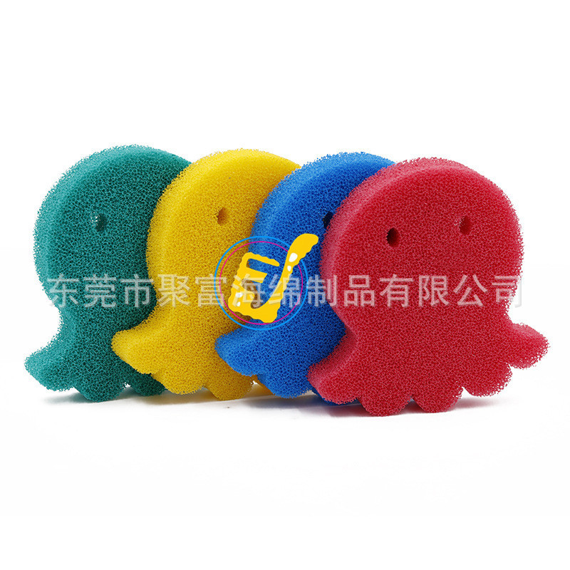 章鱼形状硅胶彩色清洁海绵净水机水族馆游泳池污水过滤泡棉