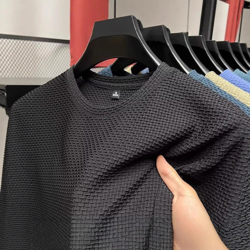 Men's Ice Silk Quick-Dry T-Shirt Summer Short Sleeve Mesh Breathable Sports Half-Shirt for Running Fitness Large Size