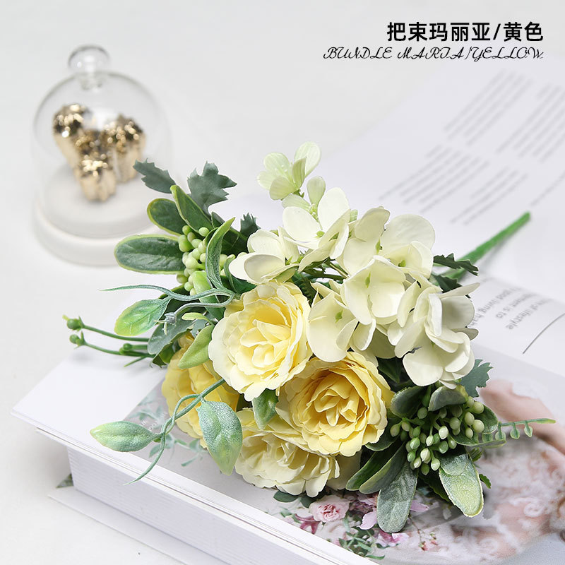 仿真花北歐ins玫瑰新娘手捧花 絹花婚慶攝影假花藝家居裝飾仿真花