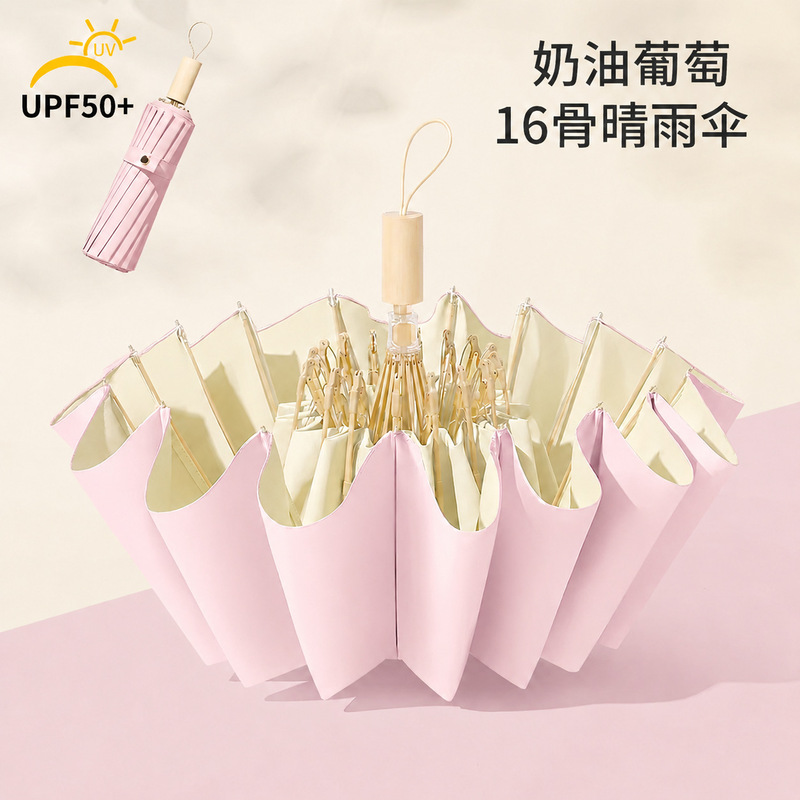 Thickened and Enlarged Folding Umbrella, Sun Protection Umbrella, Dual-Use for Sun and Rain, Women's Uv Protection Sunshade Umbrella, Manual Thickened and Enlarged Folding Umbrella, Sun Protection Umbrella, Dual-Use for Sun and Rain, Women's Uv Protection Sunshade Umbrella, Manual