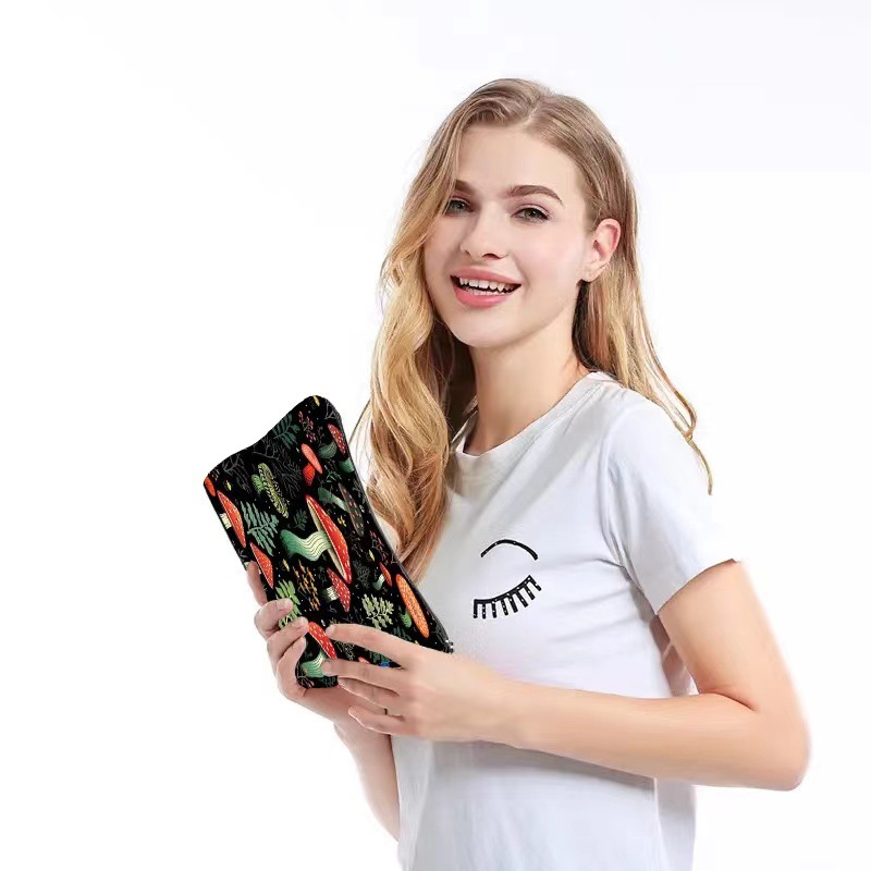 Transfronterizo Amazon nuevo maquillaje pintado bolsa de impresión de lino impermeable doble cara bolsa de almacenamiento