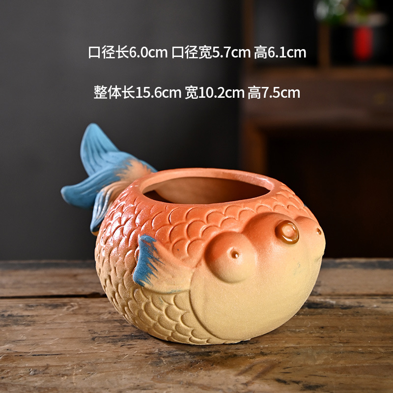 Cartoon Creative Animal Succulent Flower Pot Ceramic Household Special Clay Coarse Pottery Root Control Pot Special Clearance Wholesale