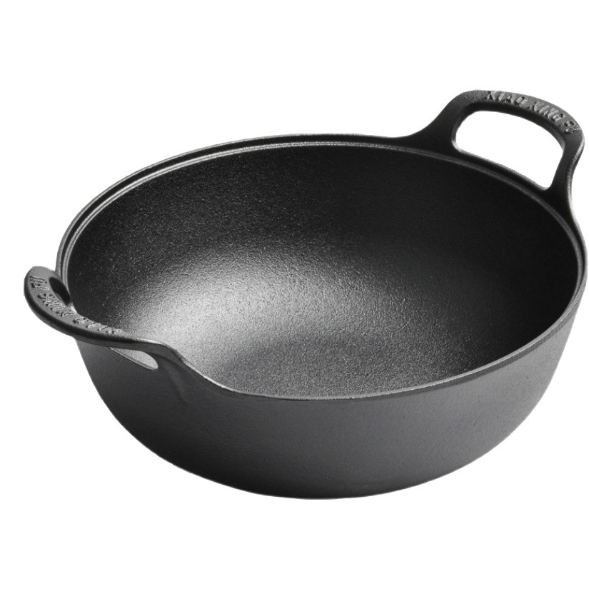 Hierro fundido engrosado lingote olla estofado olla de sopa hogar plano pequeño wok japonés olla no recubierta antiadherente cocina de inducción