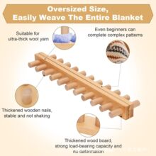 木制织机框架DIY盖毯粗针织毛毯编织套装架可调节尺寸手工针织架