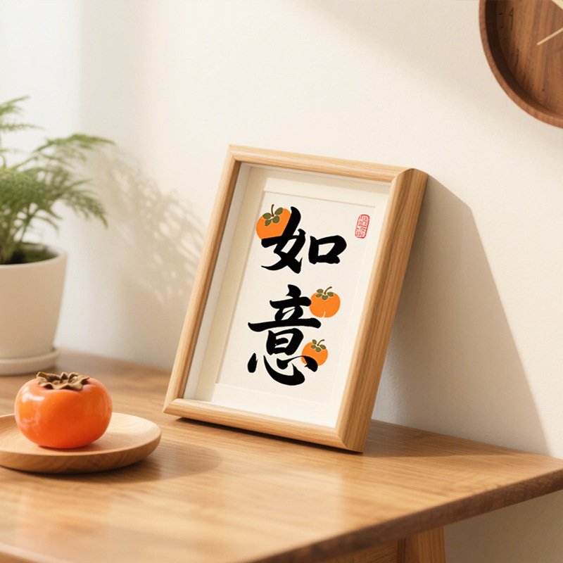 新中式木制书法相框摆台家居装饰8寸10寸12寸如意生日礼物木制框|undefined