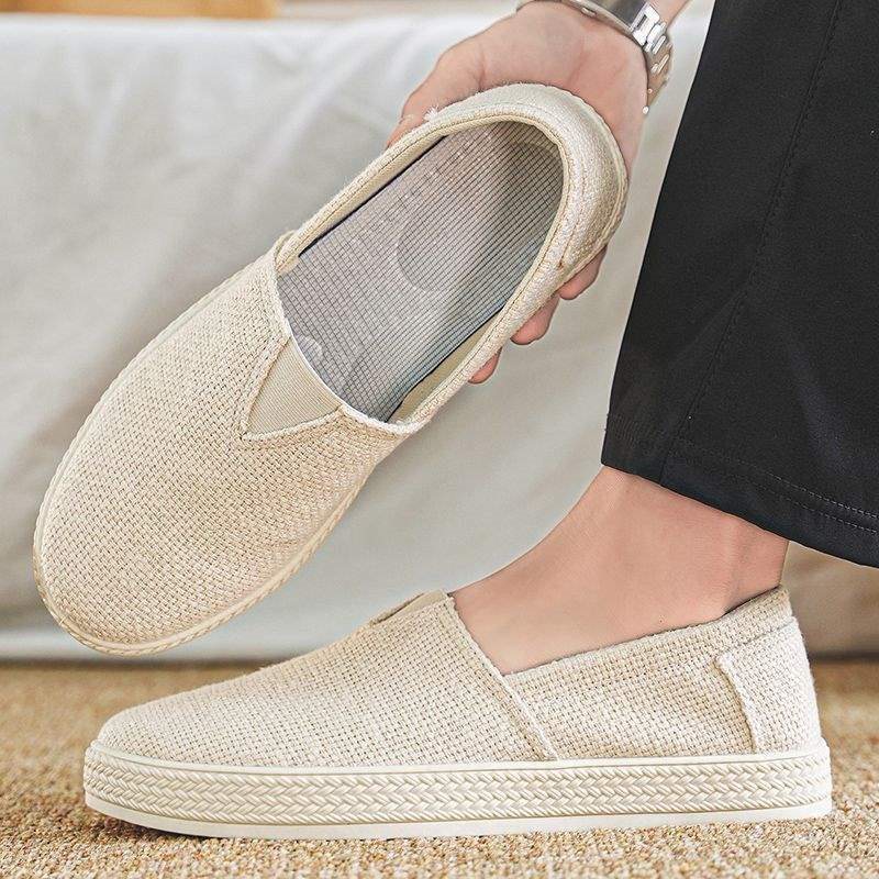 Canvas Men's Shoes, Summer Breathable Linen Shoes, Old and Northern Slip-On Men's Casual Sneakers, Versatile Lazy Trendy Shoes