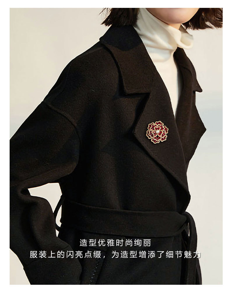 高档奢华大气锆石花朵胸针高级感多层立体胸花国风优雅