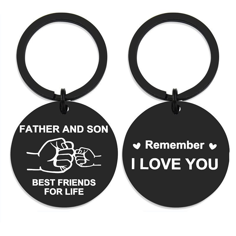 European and American cross-border stainless steel keychain Best Dad Father's Day gift with double-sided engraving, creative gift in stock European and American cross-border stainless steel keychain Best Dad Father's Day gift with double-sided engraving, creative gift in stock