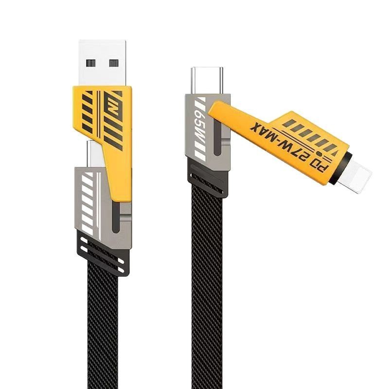 Mecha Blade 4-in-1 高速充電データケーブル 2 対 2 PD27W 充電ケーブル デュアル Type-C65W 布データ|undefined