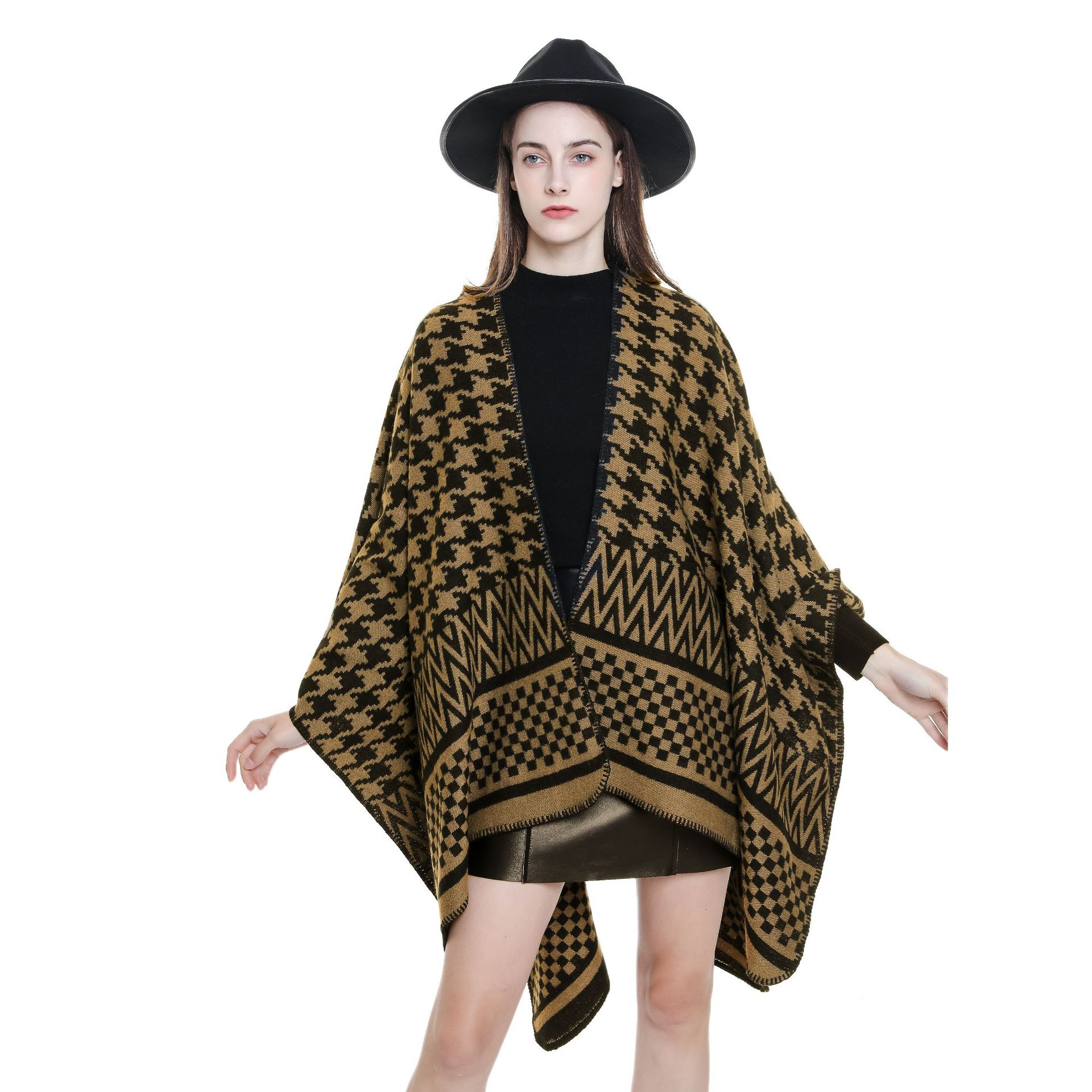 El otoño y el invierno al aire libre chal de invierno cálido moda houndstooth moda nueva