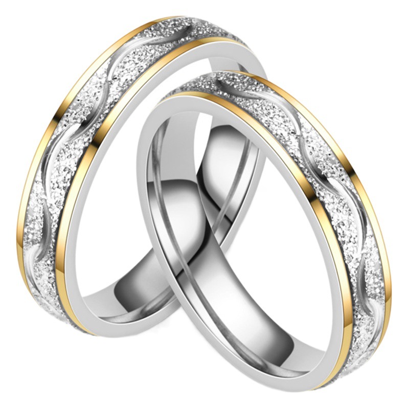 Anillo Doble para Parejas de Acero de Titanio, Resistente a la Decoloración