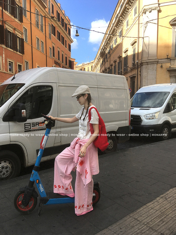 MONA ピンクブルーリネンニッチシャツストレートミッドウエストパンツ女性の小さなスーツ 2025 新しいスタイル|undefined