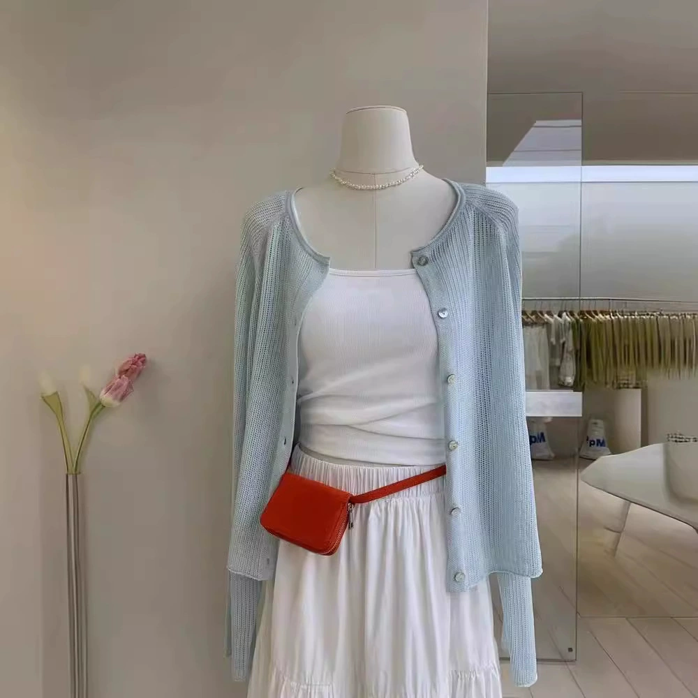 Ленивый вентилятор! Кардиган ловит мечты! Тинси льна ручной работы с полым трикотажным кардиган женский кондиционер солнцезащитный рубашка