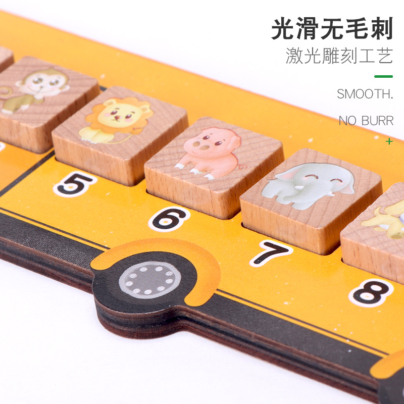 Autobús animal digital de madera Juguetes educativos Entrenamiento de pensamiento lógico matemático Juegos de aprendizaje de computación digital para niños