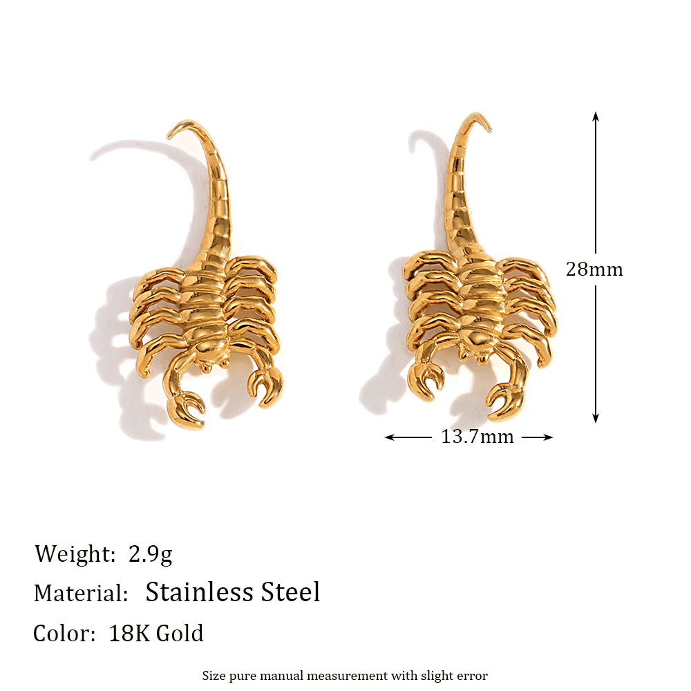 Scorpion Pendant Stainless Steel Earrings