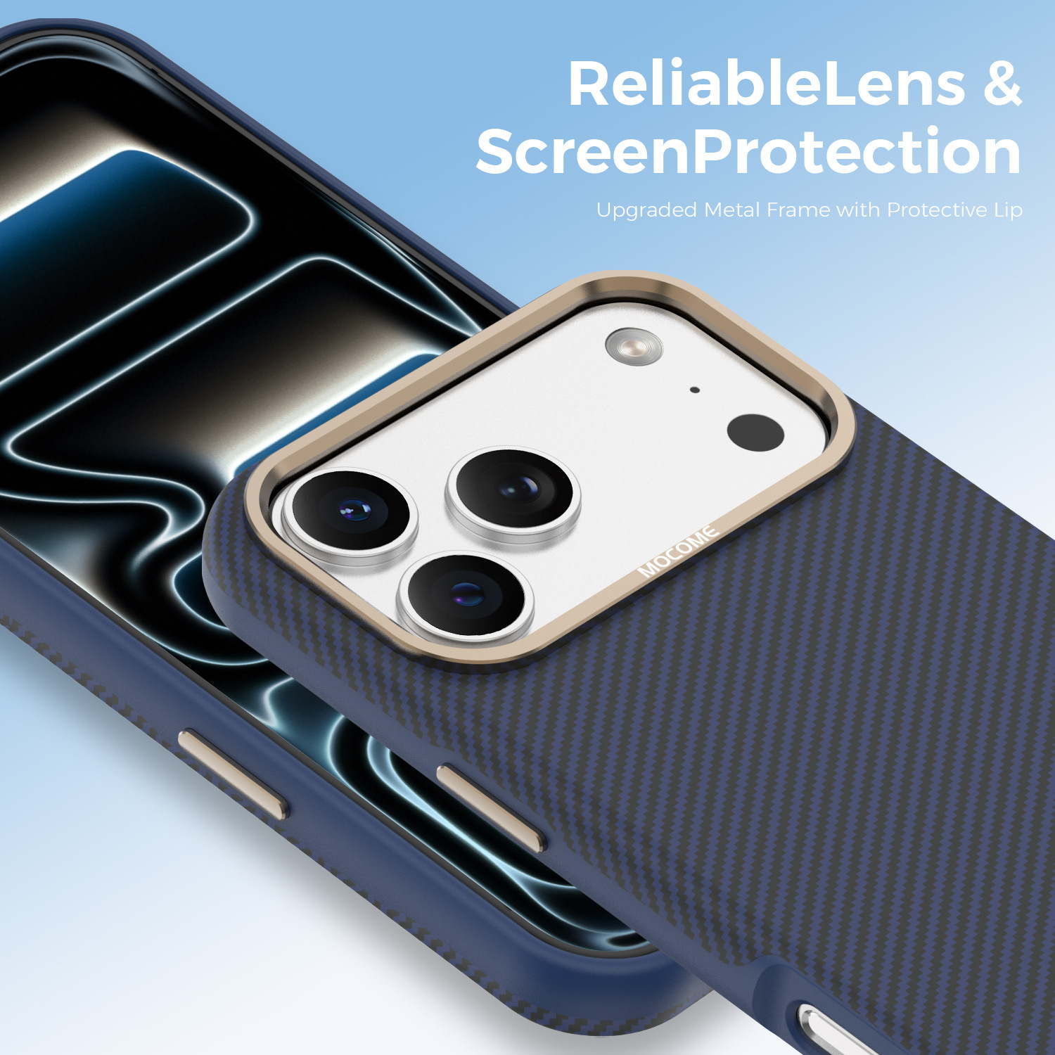 Ốp lưng iPhone chống sốc sợi Kevlar nam châm MagSafe vòng kim loại bảo vệ camera — Cam, Đen, Xám, Xanh đậm chi tiết 15