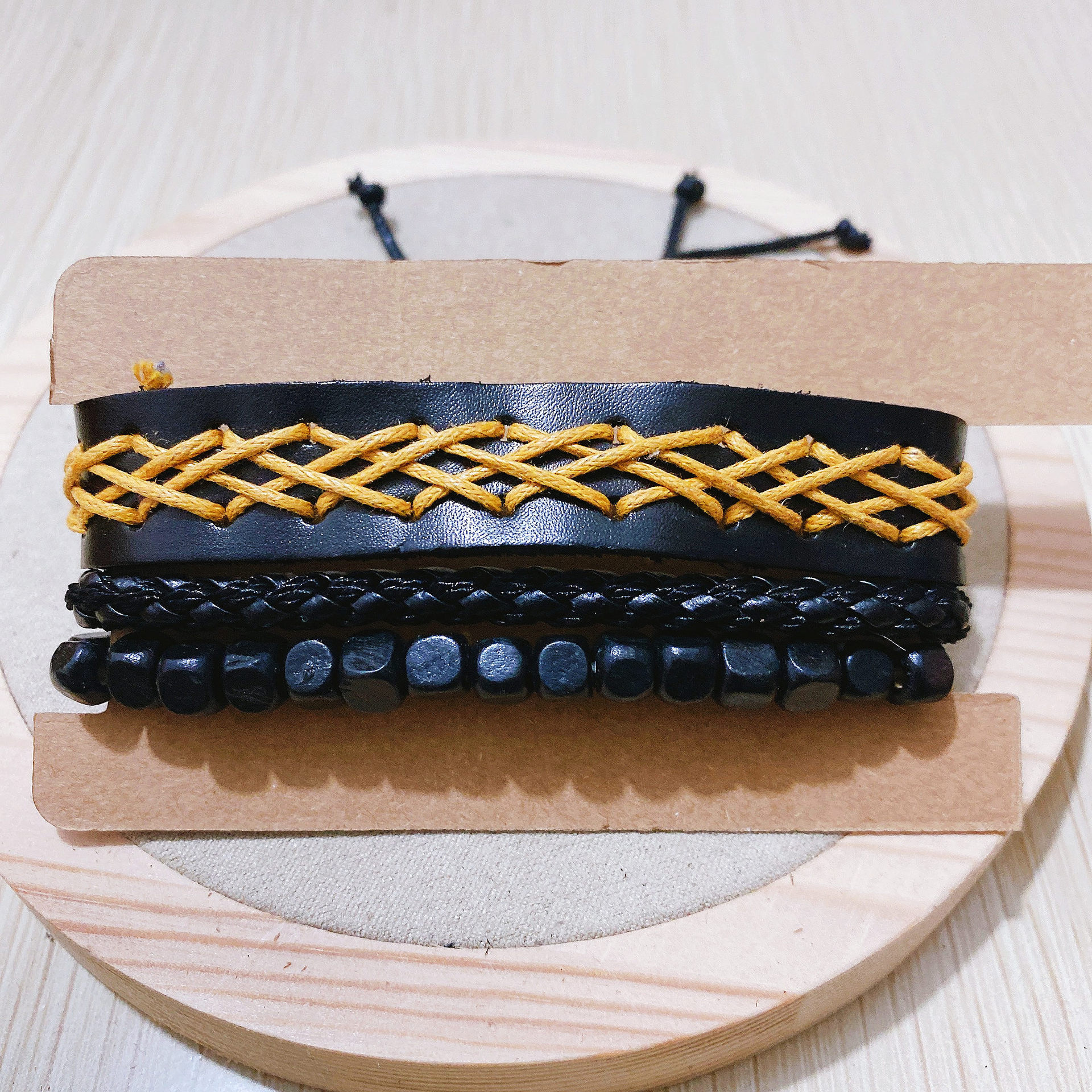 European And American Retro Punk Multi-layer Beaded Hand-woven Adjustable Bracelet display picture 3